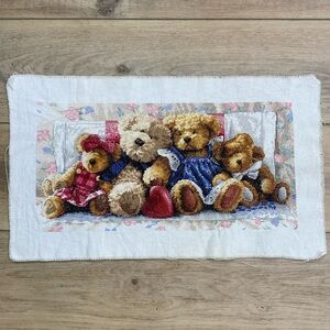 Cross Stitch | A Row Of Love | Family‎ of Teddy Bears finished,completed